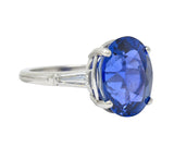 Exquisite Tiffany & Co. 12.17 CTW No Heat Ceylon Sapphire Diamond Platinum Three Stone Ring AGLRing - Wilson's Estate Jewelry