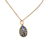 Russian Rose Cut Diamond Sterling Silver 14 Karat Gold Egg Pendant Necklace Circa 1920Necklace - Wilson's Estate Jewelry