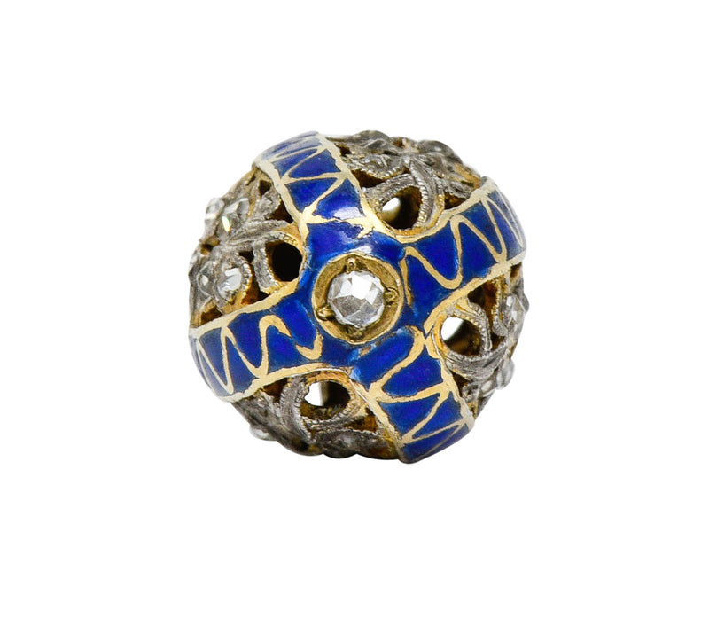 Russian Rose Cut Diamond Sterling Silver 14 Karat Gold Egg Pendant Necklace Circa 1920Necklace - Wilson's Estate Jewelry