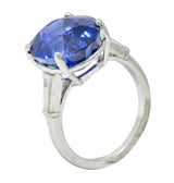 Exquisite Tiffany & Co. 12.17 CTW No Heat Ceylon Sapphire Diamond Platinum Three Stone Ring AGLRing - Wilson's Estate Jewelry