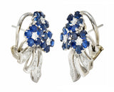 Mid-Century 4.55 CTW Sapphire Diamond Platinum Bouquet Earrings Circa 1950Earrings - Wilson's Estate Jewelry