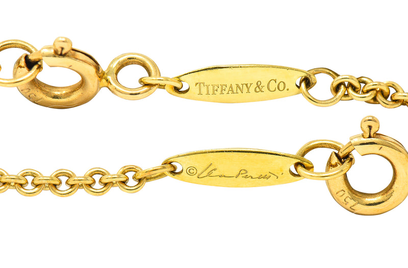 Large Elsa Peretti Tiffany & Co. Nephrite Jade 18 Karat Yellow Gold Vintage Carved Touchstone Pendant Necklace Wilson's Estate Jewelry