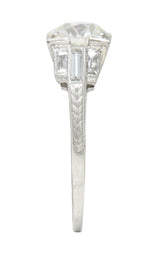 Art Deco 2.05 CTW Diamond Platinum Engraved Engagement RingRing - Wilson's Estate Jewelry