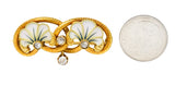 Art Nouveau Plique-A-Jour Enamel Diamond 18 Karat Gold Flower Love Knot BroochBrooch - Wilson's Estate Jewelry