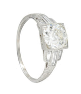 Art Deco 2.05 CTW Diamond Platinum Engraved Engagement RingRing - Wilson's Estate Jewelry