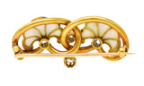 Art Nouveau Plique-A-Jour Enamel Diamond 18 Karat Gold Flower Love Knot BroochBrooch - Wilson's Estate Jewelry