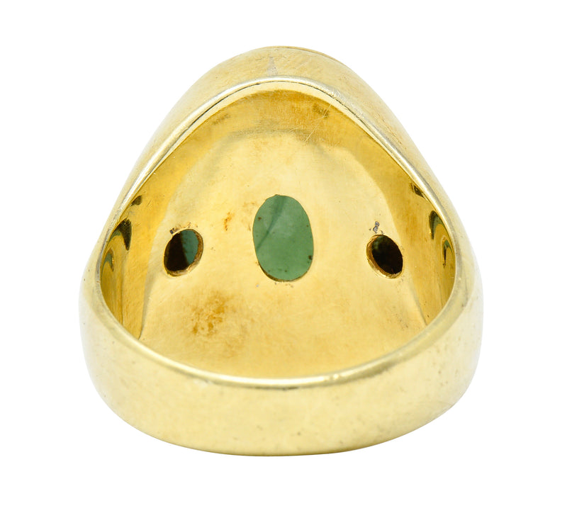 Retro Jadeite Jade Diamond 14 Karat Gold Unisex Cabochon Ring GIARing - Wilson's Estate Jewelry