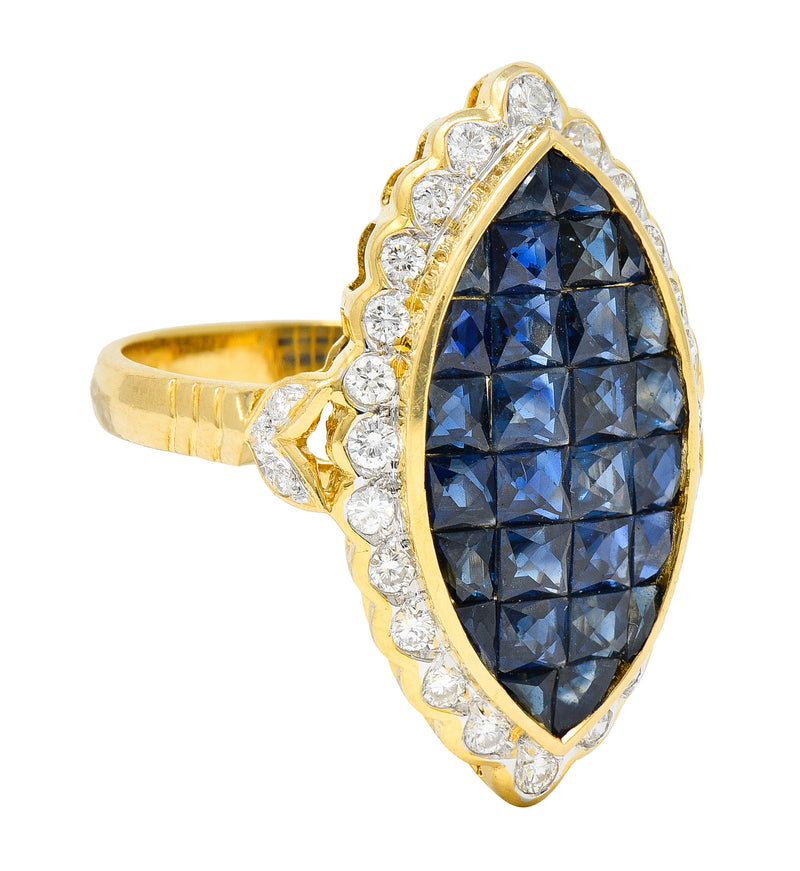 1980's Vintage 4.05 CTW Sapphire Diamond 18 Karat Two-Tone Gold Mystery Set RingRing - Wilson's Estate Jewelry