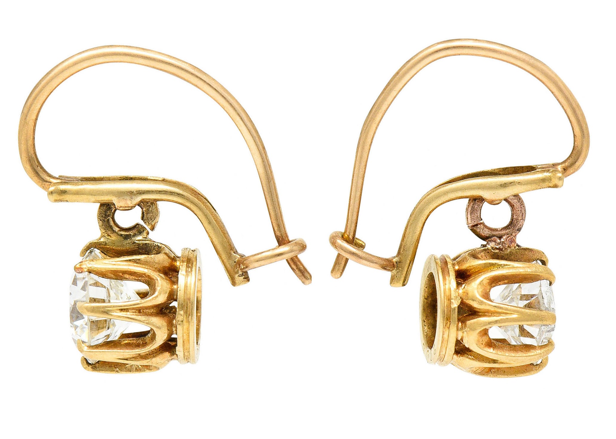 Victorian 1.25 CTW Diamond 14 Karat Gold Drop EarringsEarrings - Wilson's Estate Jewelry