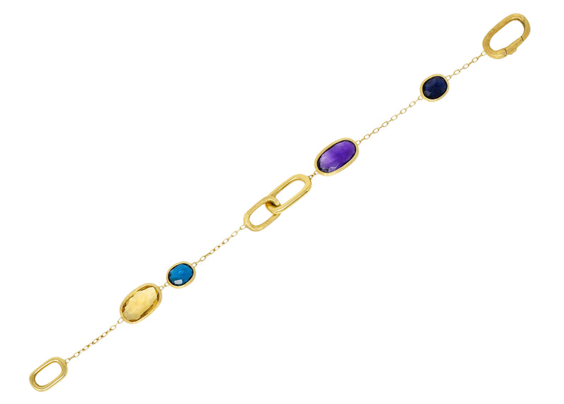 Marco Bicego Italian Multi-Gem 18 Karat Gold Murano Station Braceletbracelet - Wilson's Estate Jewelry