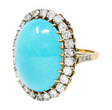 1940’s Vintage Turquoise Diamond 14 Karat Two-Tone Gold Cluster RingRing - Wilson's Estate Jewelry