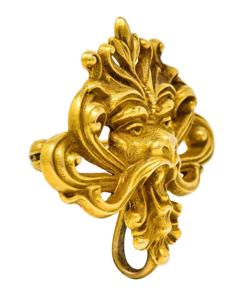 Art Nouveau 14 Karat Gold Whiplash Lion Brooch Circa 1905Brooch - Wilson's Estate Jewelry