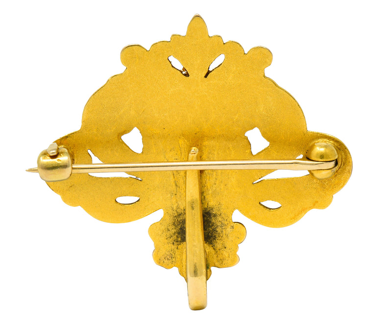 Art Nouveau 14 Karat Gold Whiplash Lion Brooch Circa 1905Brooch - Wilson's Estate Jewelry
