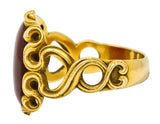 Art Nouveau Carnelian 14 Karat Gold Whiplash Unisex RingRing - Wilson's Estate Jewelry