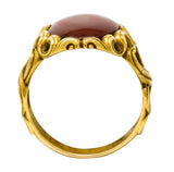 Art Nouveau Carnelian 14 Karat Gold Whiplash Unisex RingRing - Wilson's Estate Jewelry