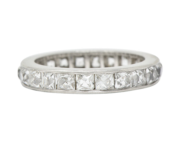 Art Deco 3.52 CTW French Cut Diamond Platinum Band Vintage Wedding Ring