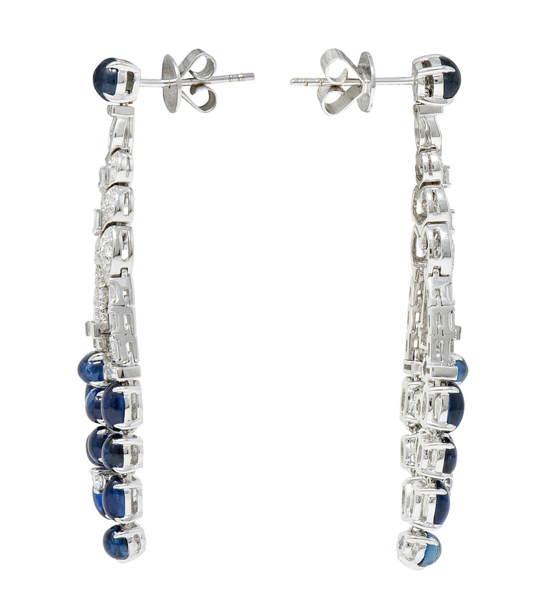 Vintage 7.25 CTW Sapphire Diamond 18 Karat White Gold Chandelier Drop EarringsEarrings - Wilson's Estate Jewelry