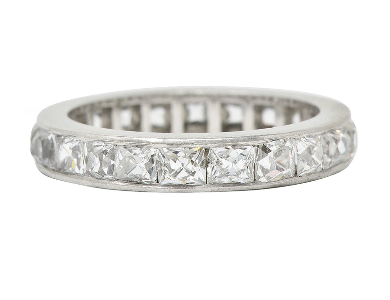 Art Deco 3.52 CTW French Cut Diamond Platinum Band Vintage Wedding Ring