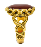 Art Nouveau Carnelian 14 Karat Gold Whiplash Unisex RingRing - Wilson's Estate Jewelry