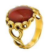 Art Nouveau Carnelian 14 Karat Gold Whiplash Unisex RingRing - Wilson's Estate Jewelry