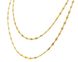 French Victorian 18 Karat Yellow Gold Knot Navette Chain Link 55 Inch Long Antique Necklace Wilson's Estate Jewelry