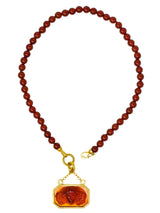 Elizabeth Locke Carnelian Venetian Glass Mother-Of-Pearl 19 Karat Gold Medusa Enhancer Pendant NecklaceNecklace - Wilson's Estate Jewelry