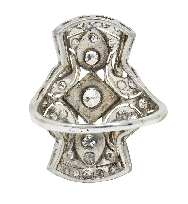 Art Deco 1.00 CTW Diamond Platinum Flared Dinner Ring Circa 1930Ring - Wilson's Estate Jewelry