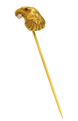 Art Nouveau Diamond 14 Karat Gold Eagle Bust StickpinStick Pin - Wilson's Estate Jewelry