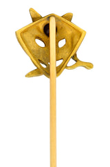 Art Nouveau Ruby Cabochon 18 Karat Gold Green Man StickpinStick Pin - Wilson's Estate Jewelry