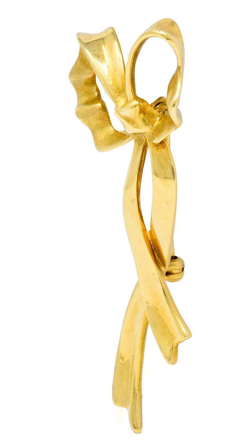 1985 Tiffany & Co. Vintage 18 Karat Gold Ribboned Bow Brooch | Wilson's ...