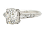 Art Deco 2.17 CTW Old Mine Diamond Platinum Knife Edge Vintage Engagement Ring