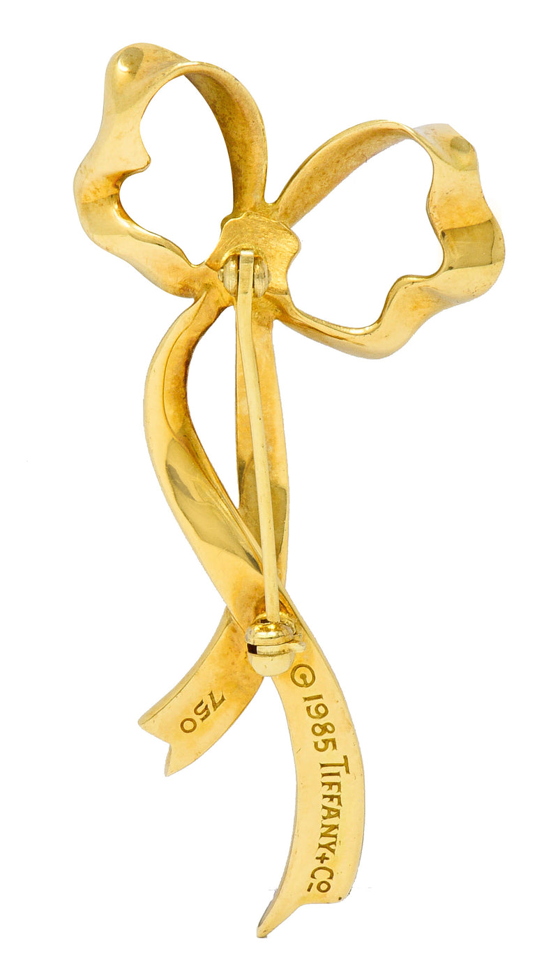 1985 Tiffany & Co. Vintage 18 Karat Gold Ribboned Bow BroochBrooch - Wilson's Estate Jewelry
