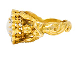 Art Nouveau Moonstone Diamond 18 Karat Gold Mythological Nike Victory Unisex Men’s RingRing - Wilson's Estate Jewelry