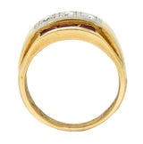 1940's Retro 1.26 CTW Diamond Ruby 14 Karat Two-Tone Band RingRing - Wilson's Estate Jewelry