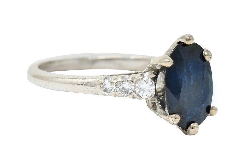 Vintage 2.05 CTW Sapphire Diamond Platinum Engagement RingRing - Wilson's Estate Jewelry