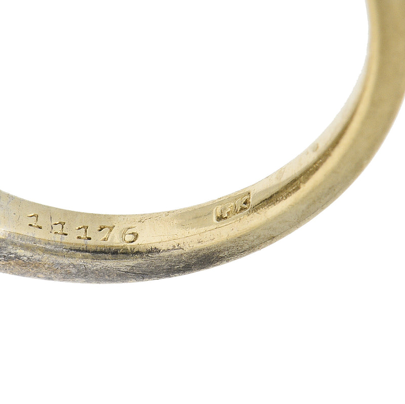 Victorian 1849 2.88 CTW Silver 18 Karat Gold Antique Navette Cluster Ring