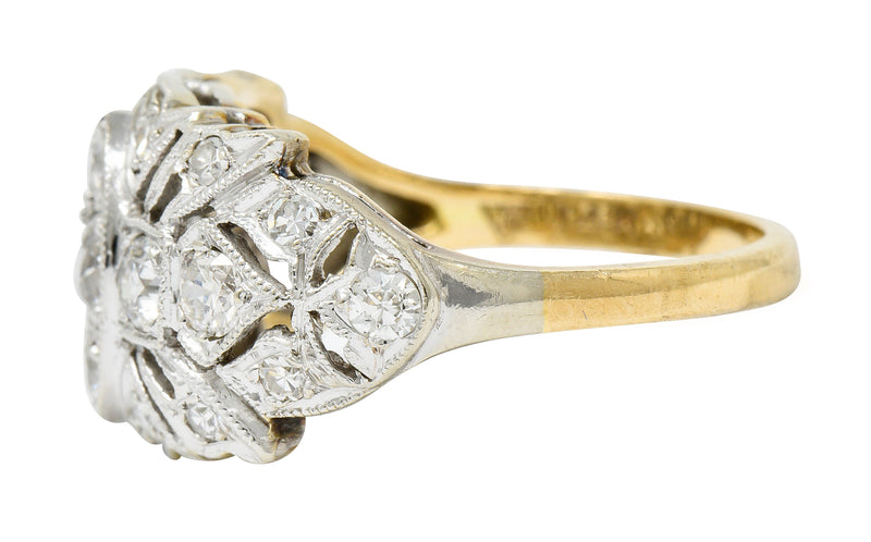 Edwardian 0.95 CTW Diamond 14 Karat Two-Tone Gold Dinner Band RingRing - Wilson's Estate Jewelry