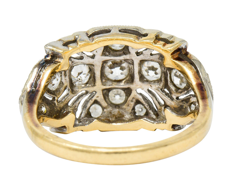 Edwardian 0.95 CTW Diamond 14 Karat Two-Tone Gold Dinner Band RingRing - Wilson's Estate Jewelry