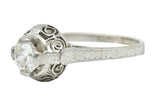Art Deco 0.52 Carat Diamond Platinum Scrolled Foliate Engagement Ring - Wilson's Estate Jewelry