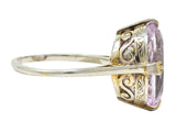 Art Deco Kunzite 18 Karat White Gold Scrolled Gemstone RingRing - Wilson's Estate Jewelry