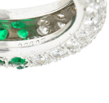 Cartier Paris 2.50 CTW Pavé Emerald Diamond 18 Karat White Gold Vintage Band Ring Wilson's Estate Jewelry