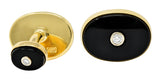 Lindsay & Co. Retro 0.25 CTW Diamond Onyx 14 Karat Gold CufflinksCufflinks - Wilson's Estate Jewelry