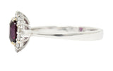 Contemporary 1.80 CTW Ruby Diamond 18 Karat White Gold Halo Ring GIA Wilson's Estate Jewelry
