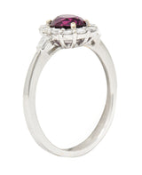 Contemporary 1.80 CTW Ruby Diamond 18 Karat White Gold Halo Ring GIA Wilson's Estate Jewelry