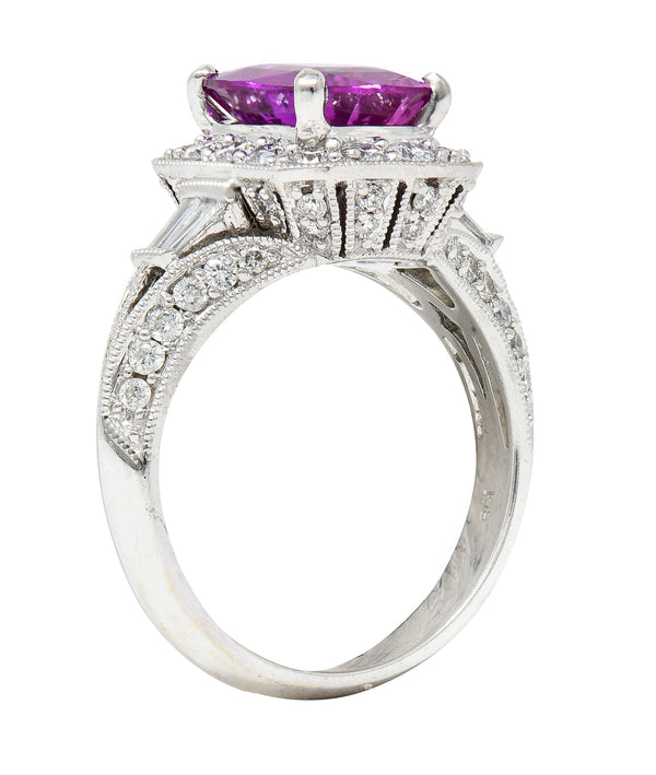 Contemporary 3.37 CTW Pink Sapphire Diamond 18 Karat White Gold RingRing - Wilson's Estate Jewelry