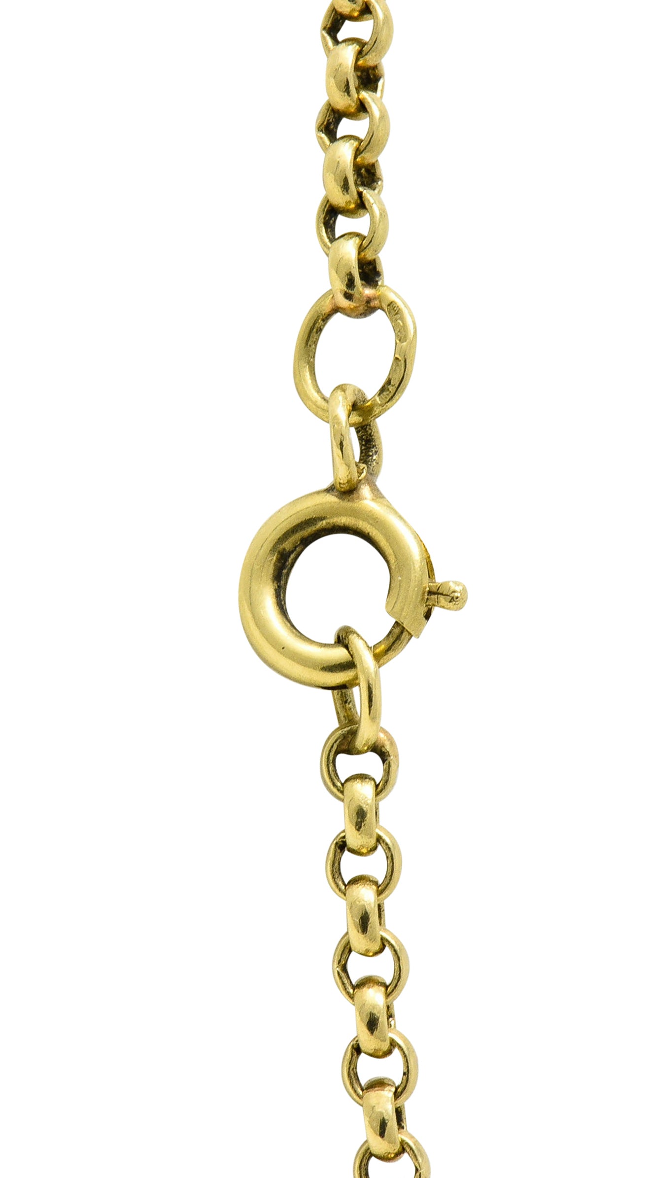 Victorian Pearl 14 Karat Gold 47 Inch Long Chain Station Necklace - Wilson's Estate Jewelry