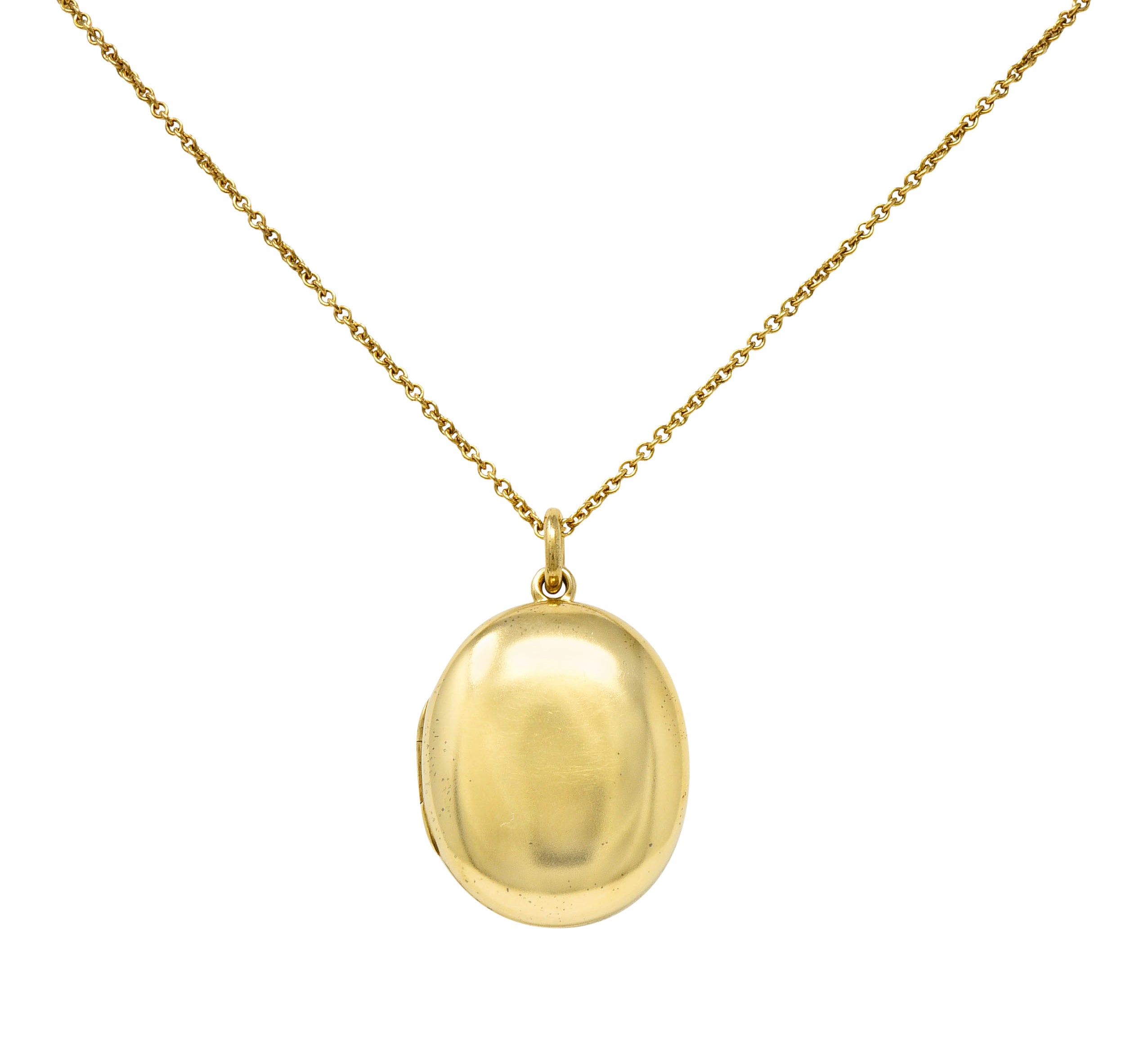 Tiffany & Co. Vintage 14 Karat Gold Oval Locket Pendant Necklace - Wilson's Estate Jewelry