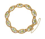 French Edwardian Demantoid Garnet Diamond Platinum-Topped 18 Karat Gold Link Braceletbracelet - Wilson's Estate Jewelry