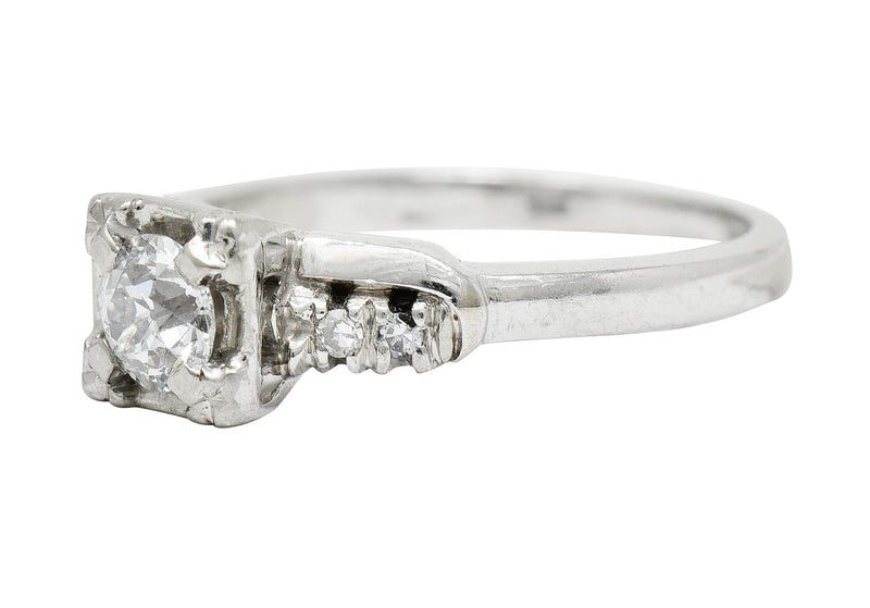 Retro 0.40 CTW Diamond 14 Karat White Gold Engagement RingRing - Wilson's Estate Jewelry