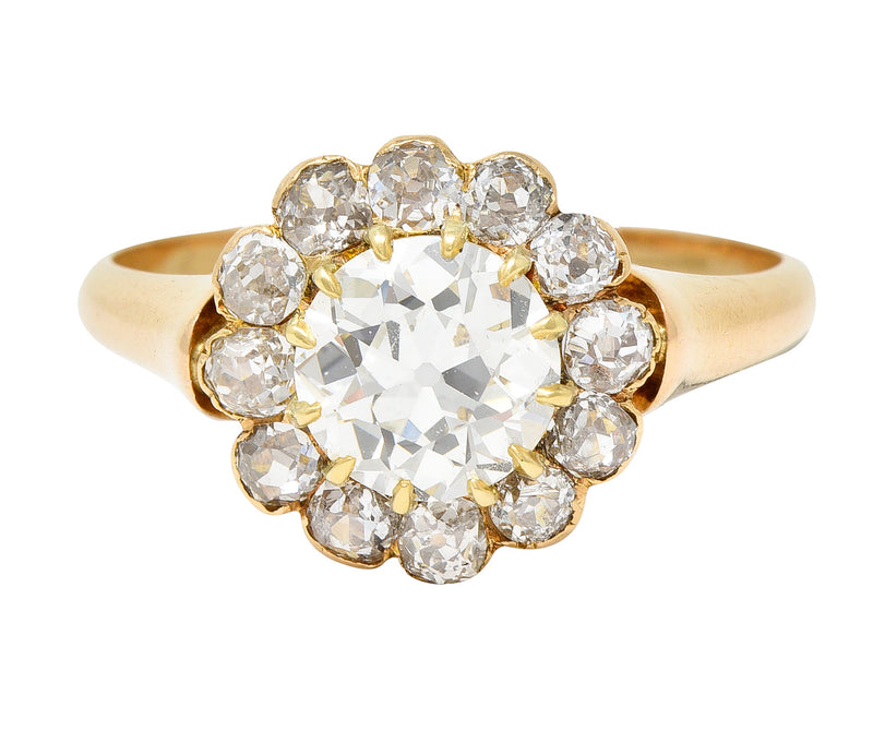 Victorian 2.26 CTW Diamond 18 Karat Yellow Gold Cluster RingRing - Wilson's Estate Jewelry